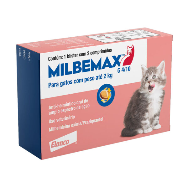 Milbemax  Vermífugo para Gatos 4/10mg até 2kg com 2 comprimidos