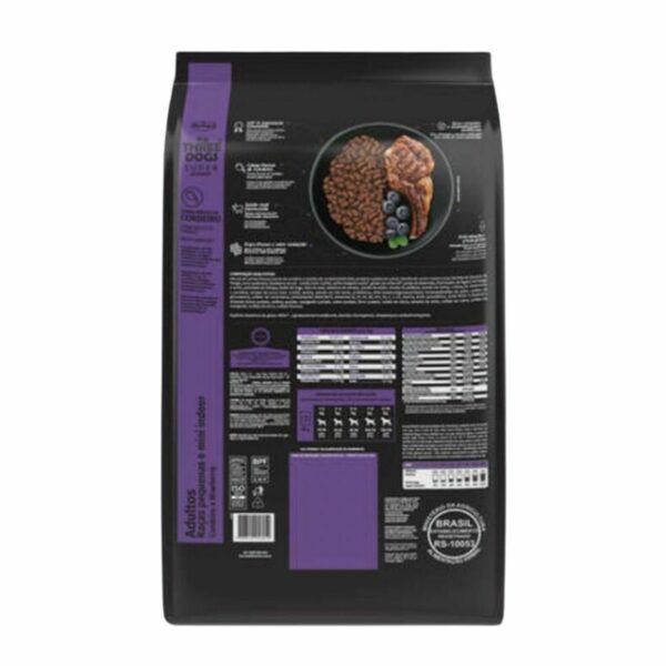 Ração Three Dogs Super Premium Cordeiro e Blueberry para Cães Adultos Raças Pequenas e Mini 10,1kg - Image 2