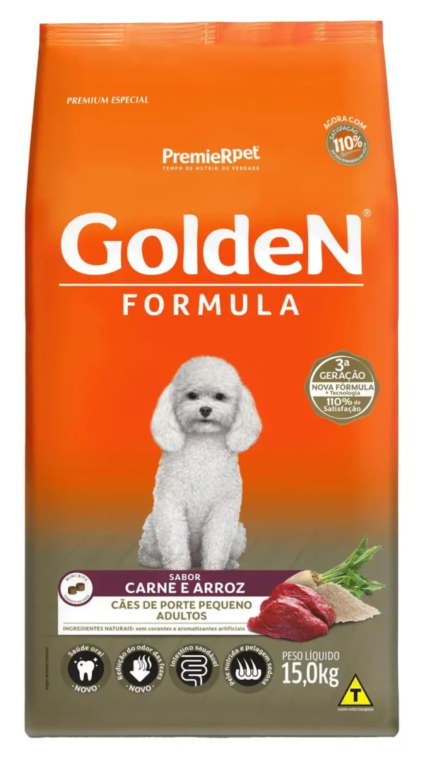 Golden Formula Cães Adultos Porte Pequeno Carne e  Arroz 15 kg