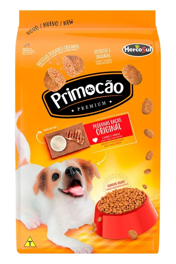 Ração Primocão Original Sabor Carne e Arroz Raças Pequenas para Cães Adultos - 10,1Kg