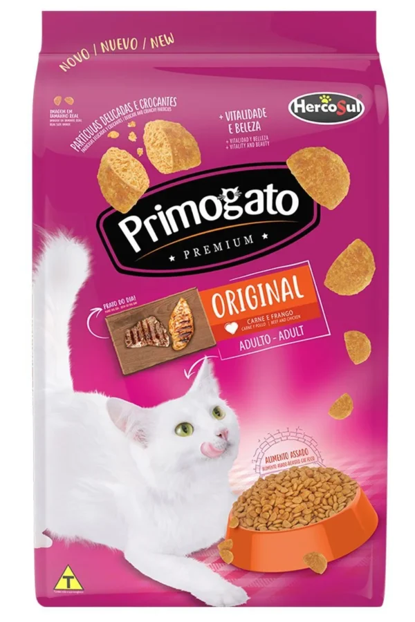 Ração Primogato Premium Original Sabor Carne e Frango para Gatos Adultos de 10,1kg